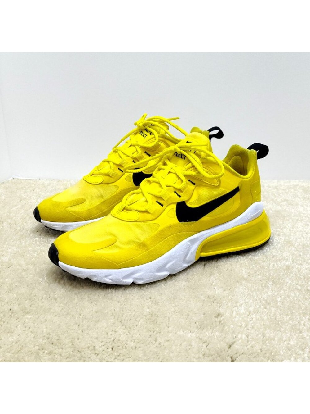 Nike Air Max 270 React Opti Yellow Black CZ9370-700 Women's Size 7.5 Box Damaged